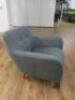 Grey Fabric Bold Armchair with Wood Legs. - 4