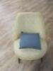 Yellow Fabric Button Backed Lounge Chair on Wood Legs. NOTE: missing 1 x button. - 2