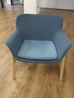 Ikea Vedbo Armchair, Gunnard Blue on Wood Base.