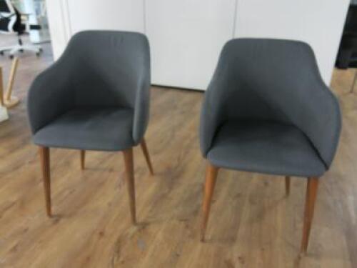 2 x Grey Fabric Chairs on Wooden Legs.