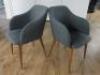 2 x Grey Fabric Chairs on Wooden Legs. - 2