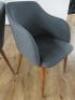 2 x Grey Fabric Chairs on Wooden Legs. - 3