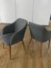 2 x Grey Fabric Chairs on Wooden Legs. - 4