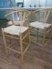 3 x Bentwood & Woven Seat, High Chairs in Hans Wegner Wishbone Style. - 2