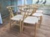 6 x Bentwood & Woven Seat Chairs in Hans Wegner Wishbone Style. - 3