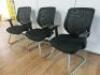 3 x Black Hopsack with Mesh Back Canterlever Meeting/Reception Chairs on Chrome Base. - 2