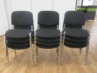 12 x Black Hopsack & Chrome Stacking Chairs.