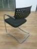 6 x Black Material Canterlever Stacking Chairs with Plastic Back on Chrome Frame. - 4