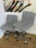 2 x Grey Faux Leather Padded Height Adjustable Stool/Chairs. - 3