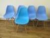 5 x Vitra Eames Style DSW Chairs in Blue (1 x Turquoise).