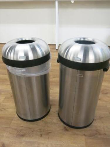 2 x SimpleHuman Brushed Metal Open Top Waste Bin.