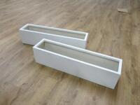 2 x White Fibreglass Window Flowerboxes. Size H22 x W90 x D22cm.