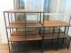 4 x Wood & Black Metal Shelving Units. 2 x 4 Shelf Size H137 x W100 x D36cm & 2 x 3 Shelf Size H95 x W100 x D36cm. Size H125 x W180 x D25cm. - 2