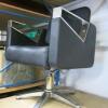 4 x Barbers Chairs in Black Faux Leather with Chrome Base, Height Adjustable & Foot Rest (1 Rest Missing). - 6