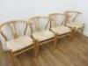 4 x Bentwood & Woven Seat Chairs in Hans Wegner Wishbone Style.