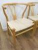 4 x Bentwood & Woven Seat Chairs in Hans Wegner Wishbone Style. - 2