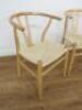 4 x Bentwood & Woven Seat Chairs in Hans Wegner Wishbone Style. - 3