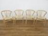 4 x Bentwood & Woven Seat Chairs in Hans Wegner Wishbone Style.