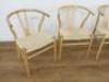 4 x Bentwood & Woven Seat Chairs in Hans Wegner Wishbone Style. - 2