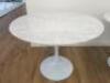 Knoll Saarinen style Marble Topped Tulip Table on White Metal Base. Size H73 x Dia120cm.