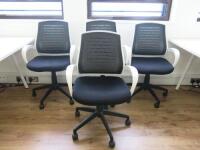 4 x Black & White Office Swivel Chairs.