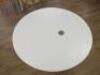 Round White Melamine Meeting Table with Beech Trim on White Metal Base. Size H73 x Dia120cm. - 2