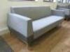 3 Seater Reception Sofa in Light Grey Material with Dark Grey Faux Leather Detail on Chrome Frame & Legs. Size H78 x W198 x D83cm. - 2