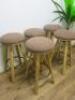 5 x Wooden Stools with Light Brown Padded Seat & Footrest. Size H78cm. - 3