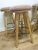 5 x Wooden Stools with Light Brown Padded Seat & Footrest. Size H78cm. - 4