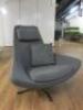 Designer Style Open Fronted Lounge Swivel Chair with Head & Seat Cushion on Chrome Base. - 3