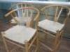 3 x Bentwood & Woven Seat, High Chairs in Hans Wegner Wishbone Style. - 3