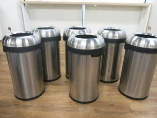 6 x SimpleHuman Brushed Metal Open Top Waste Bin.