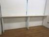 6 x Assorted Size White & Beech Wood Poser Tables with Cable Tidy. - 4