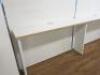 6 x Assorted Size White & Beech Wood Poser Tables with Cable Tidy. - 5